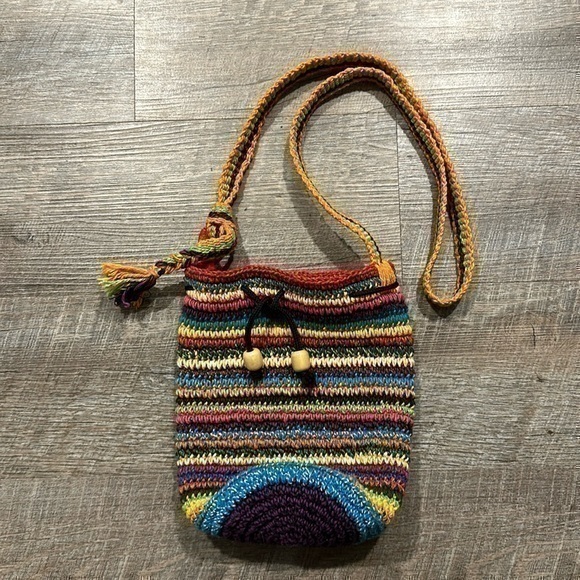 Handbags - Handcrafted crocheted made in Guatemala, cotton drawstring, bucket bag, purse